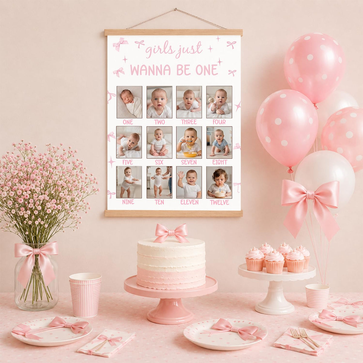 Wanna Be One Birthday Decorations Bow My First Year Birthday Board