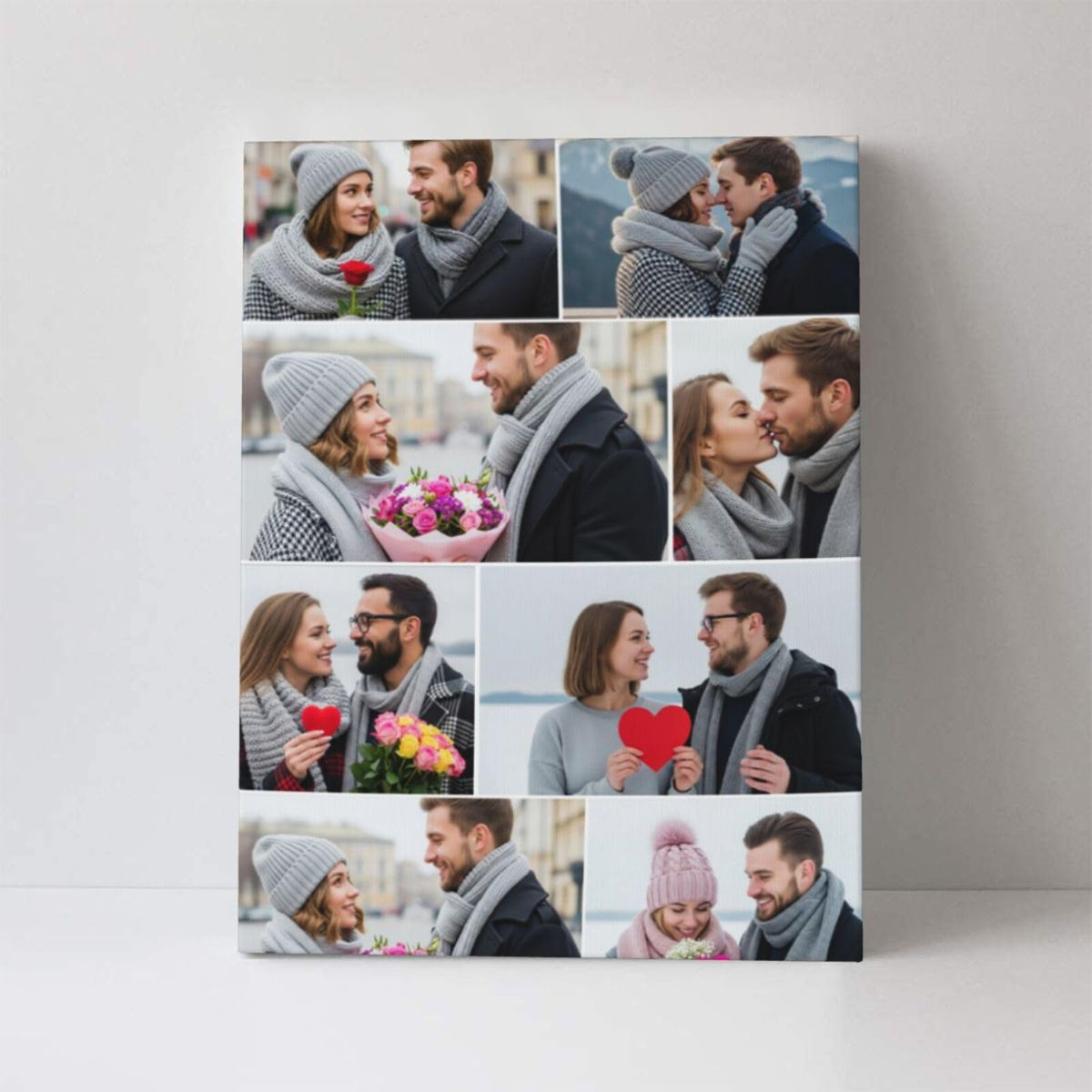 Nxwdwqa Custom Canvas Prints with Your Photos Prints, Personalized Canvas Wall Art, Upload Your Photo to Wall Art, Home Decor Gift for Family, Mom, Dad, Wedding, Pets (8 Photos)