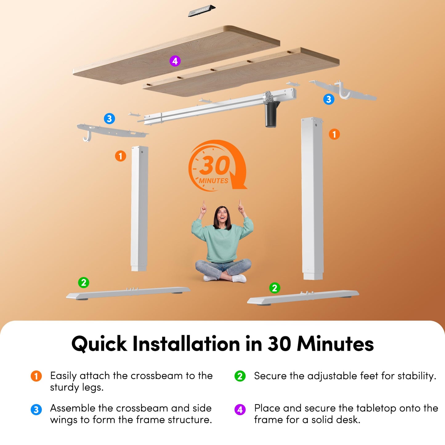 FEZIBO Standing Desk 48 × 24 Inch Electric Height Adjustable, Maple