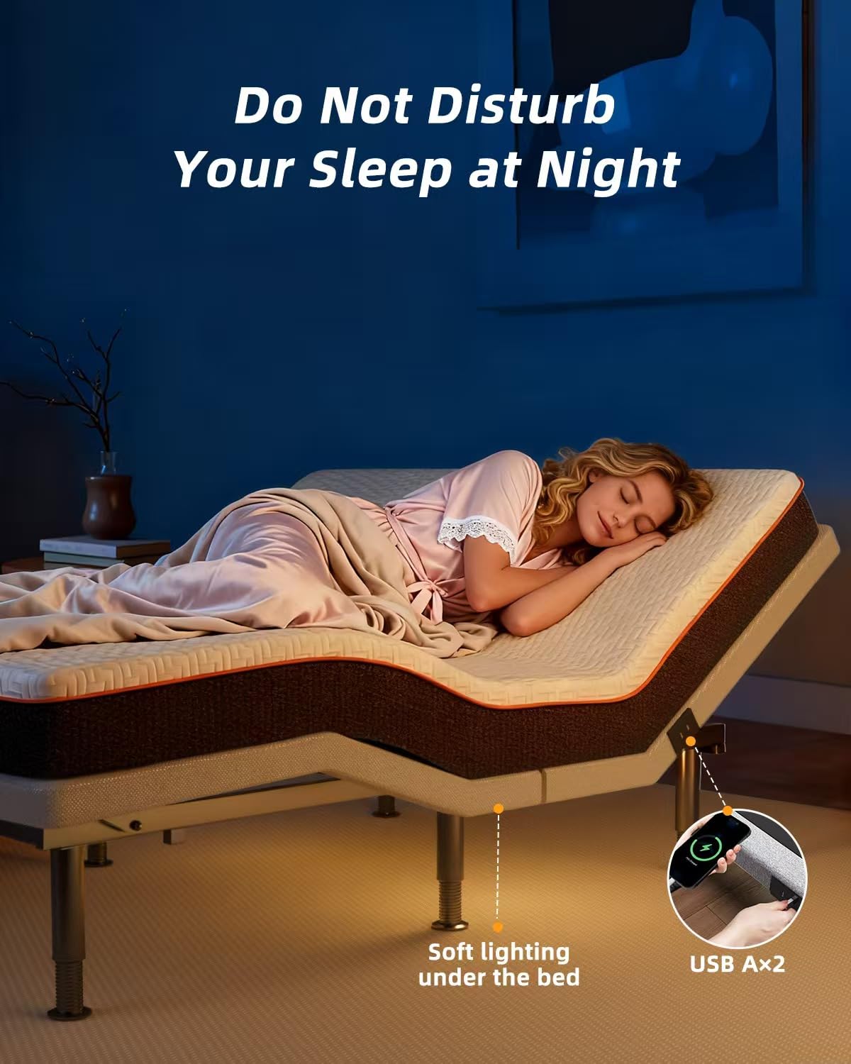 Yireehome Full Adjustable Bed Frame, Wireless Remote, USB Port, Head & Foot Incline, Underbed Lighting, Heavy Duty Electric Platform, Zero Gravity Mode, Quiet Motor, Easy Assembly