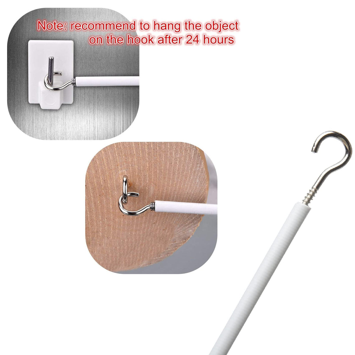 White Net Curtain Wire Kit, No Stretch Hanging Cord, 4 Hooks & 4 Fish Eyes