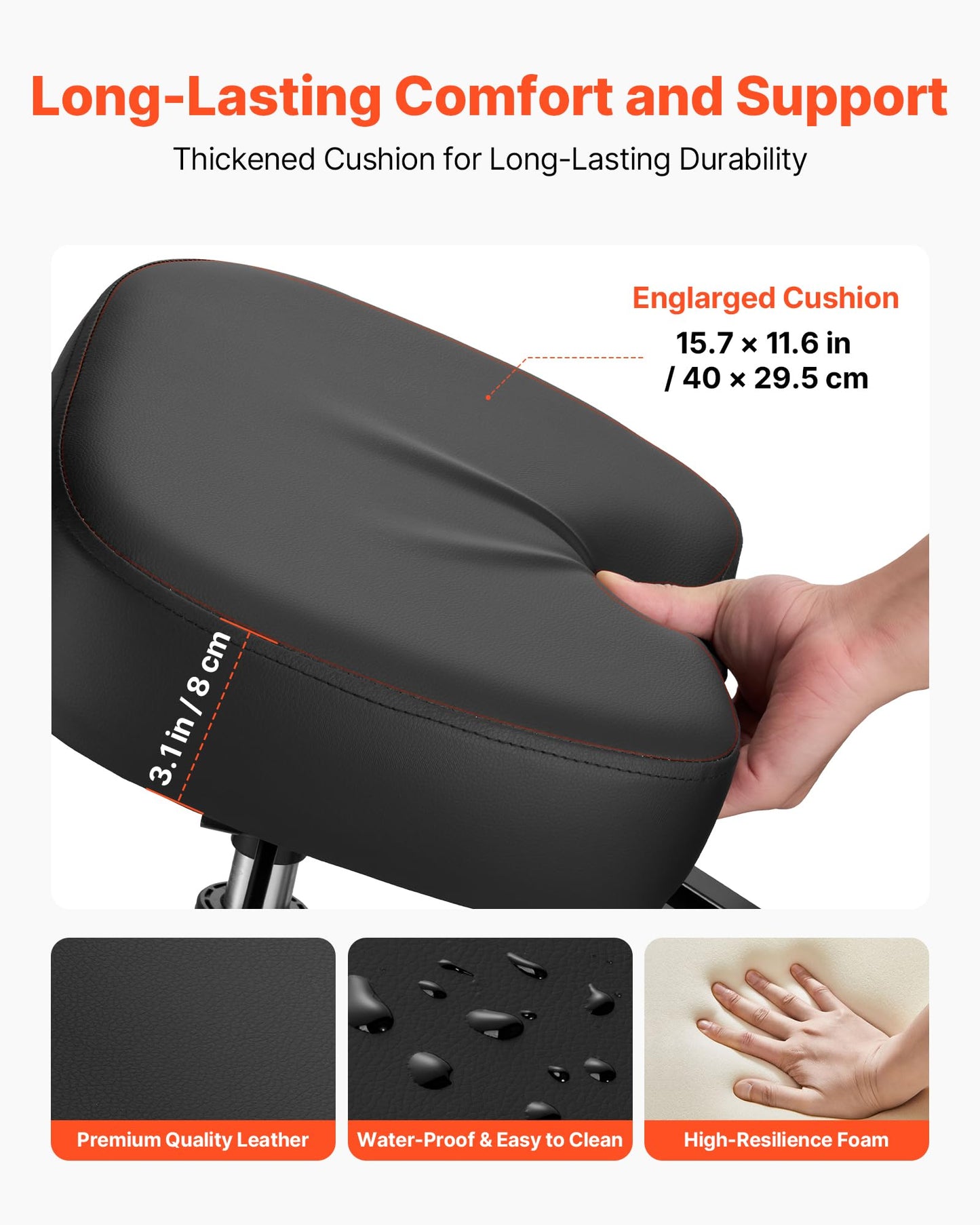 VEVOR Ergonomic Kneeling Chair with Backrest & Wheels, Mobile X-Shaped Posture Knee Chair with Adjustable Height & Thick Foam Cushions, Relief for Neck or Back Pain for Home, Office, Meditation, Black