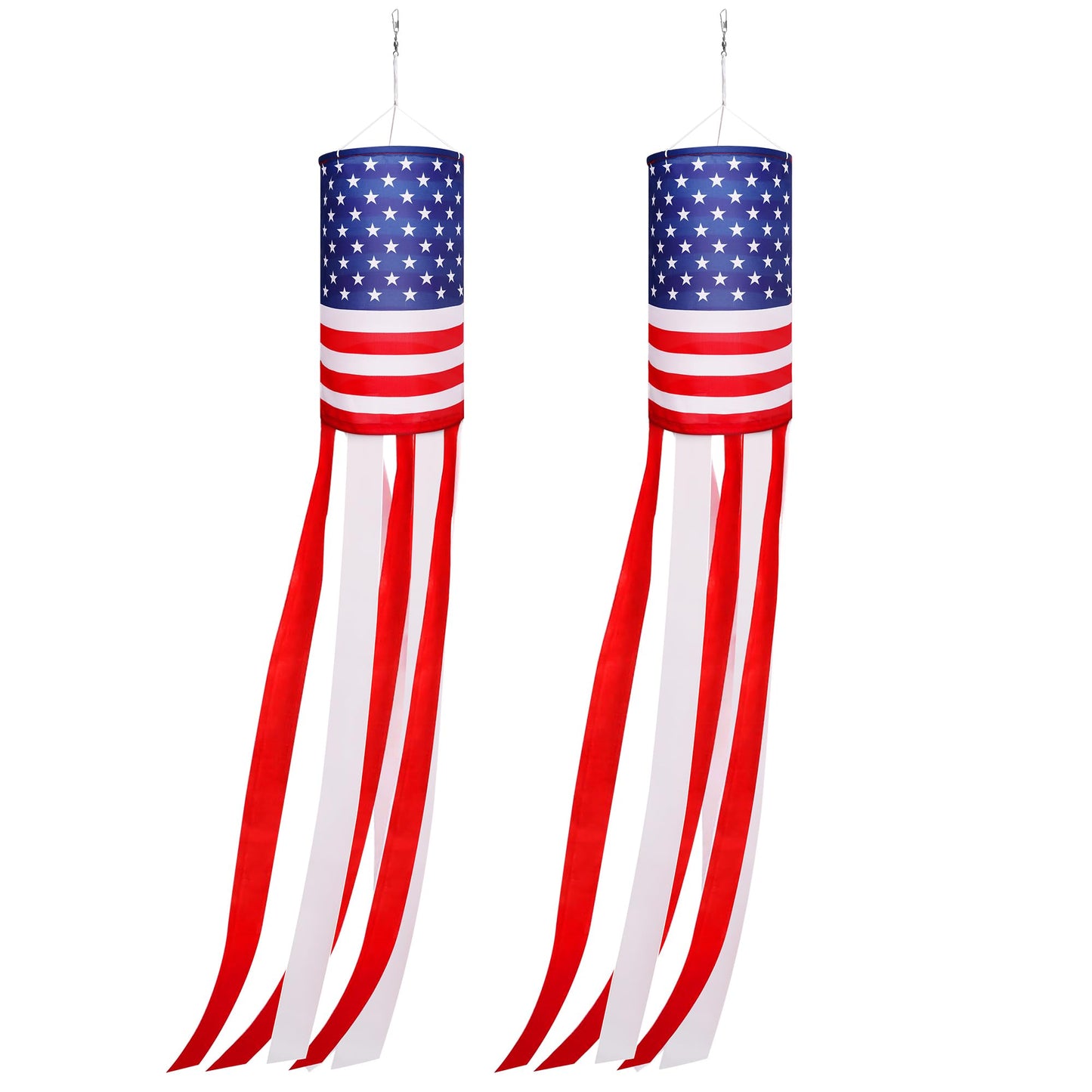 EBaokuup 2Pcs 40 Inch American US Flag Windsock Stars and Stripes for Flag Day and 4th of July Decorations Outdoor