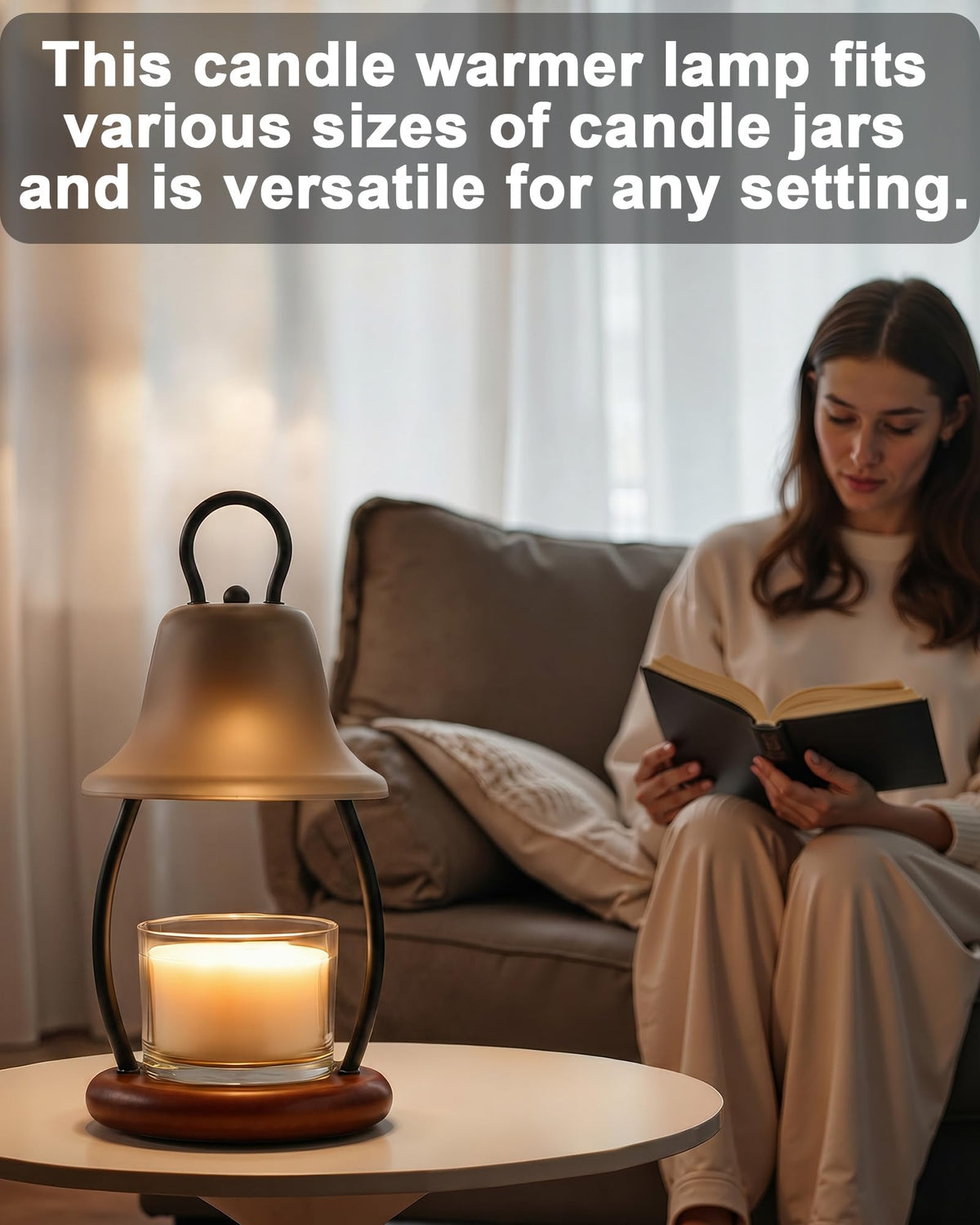 HONGZZI Candle Warmer Lamp with Timer, Dimmable, Adjustable Height, Black