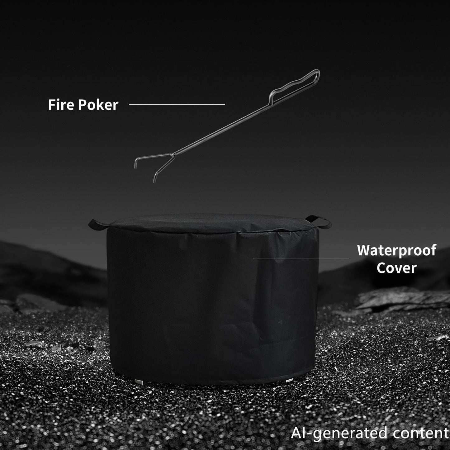 Grovellis 27 inch Smokeless Fire Pit with Waterproof Cover & Fire Poker