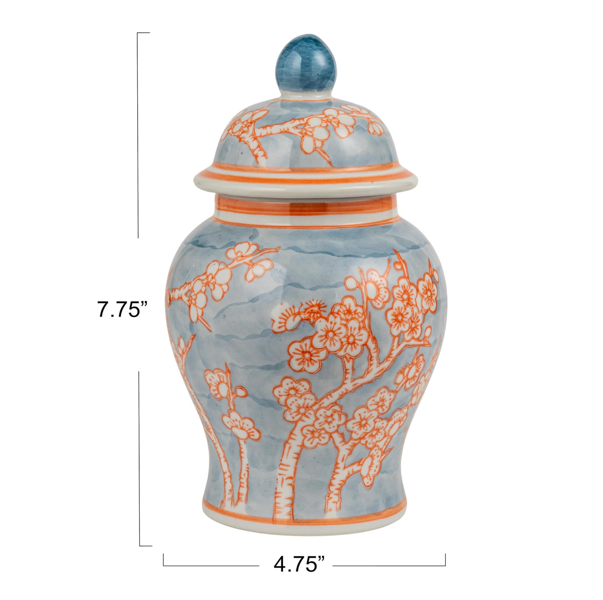 Creative Co-Op Decorative Ceramic Ginger Jar with Domed Lid, Light Blue