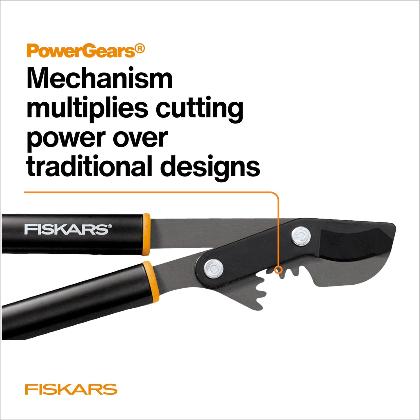 Fiskars 32" PowerGear Bypass Loppers, Patented Mechanism Multiplies Force to Reduce Strain, Heavy-Duty Precision-Ground Steel Blade for Living Growth, Trims Tree Branches up to 2" Diameter