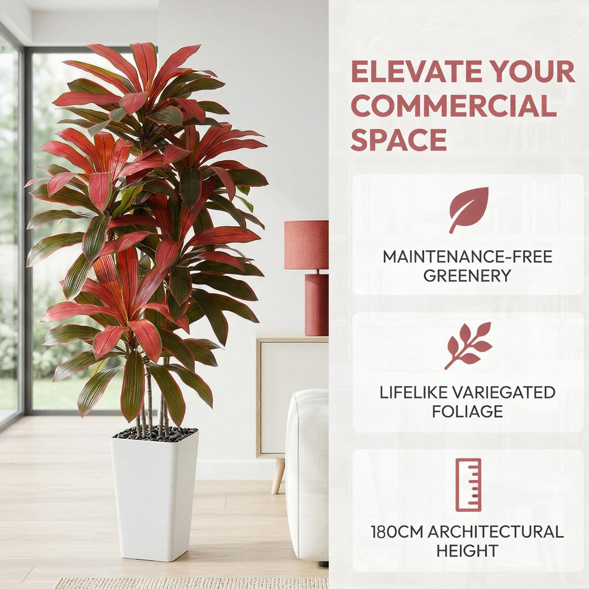 TNGGNT Artificial Dracaena Tree: 5FT Fake Plants Silk Faux Trees（White Pot）