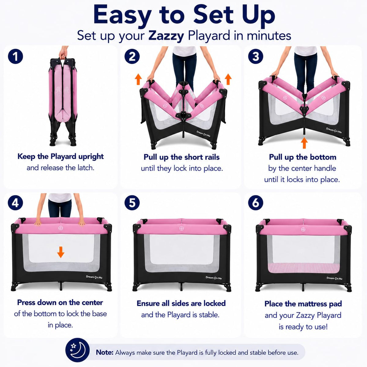 Dream On Me Zazzy Portable Baby Playard with Bassinet, Travel Carry Bag