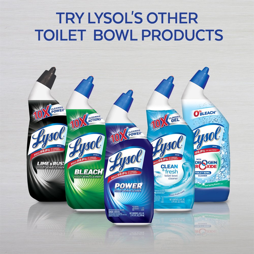 Lysol Toilet Bowl Cleaner Gel, For Cleaning and Disinfecting, Bleach Free, Ocean Fresh Scent, 24oz (Pack of 4)