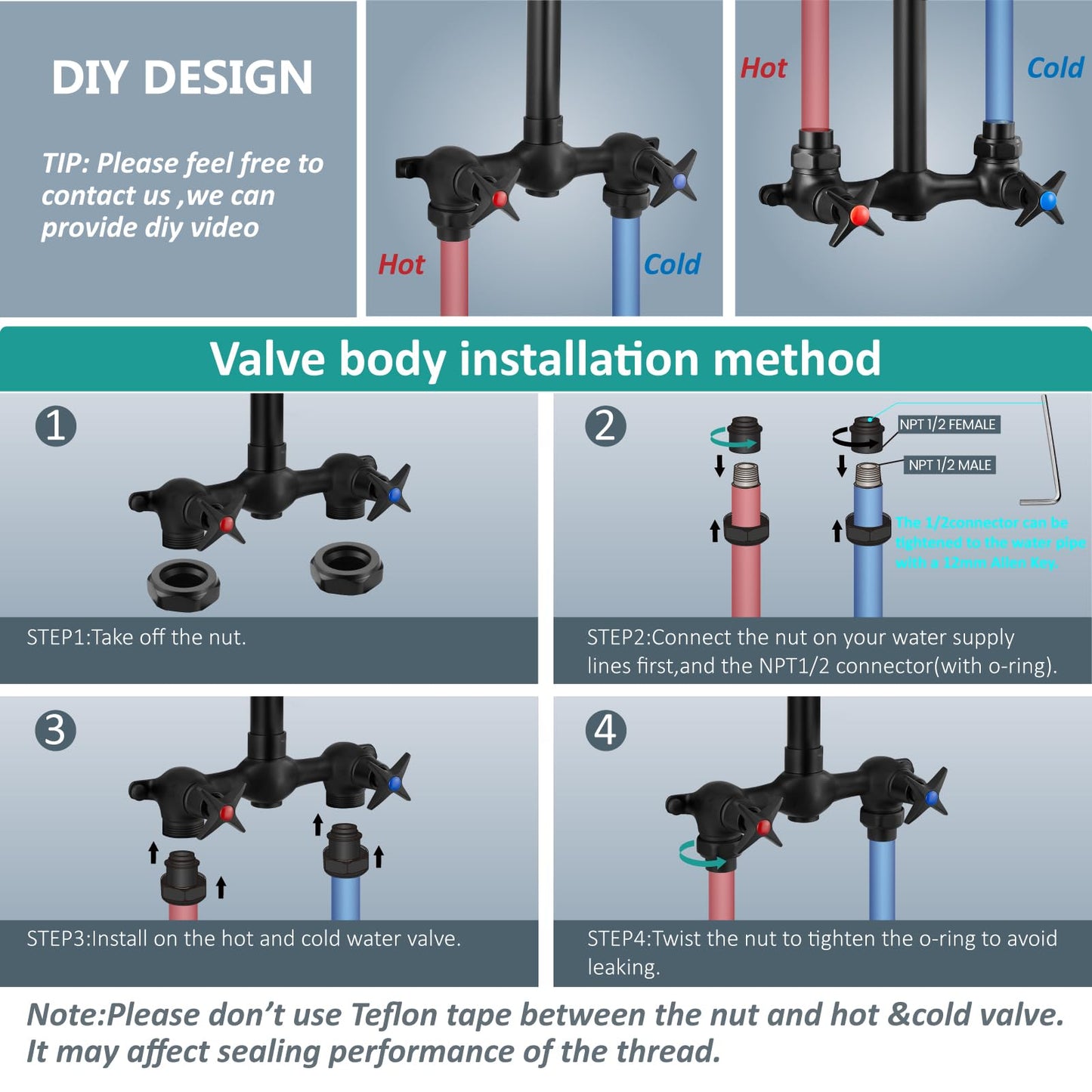 Aolemi Outdoor Shower Kit Outdoor Shower Fixtures Faucet System 2 Handle with 8 Inch Rainfall Shower Head and Handheld Sprayer Exposed Shower with Adjustable Height Shower Pipe Matte Black