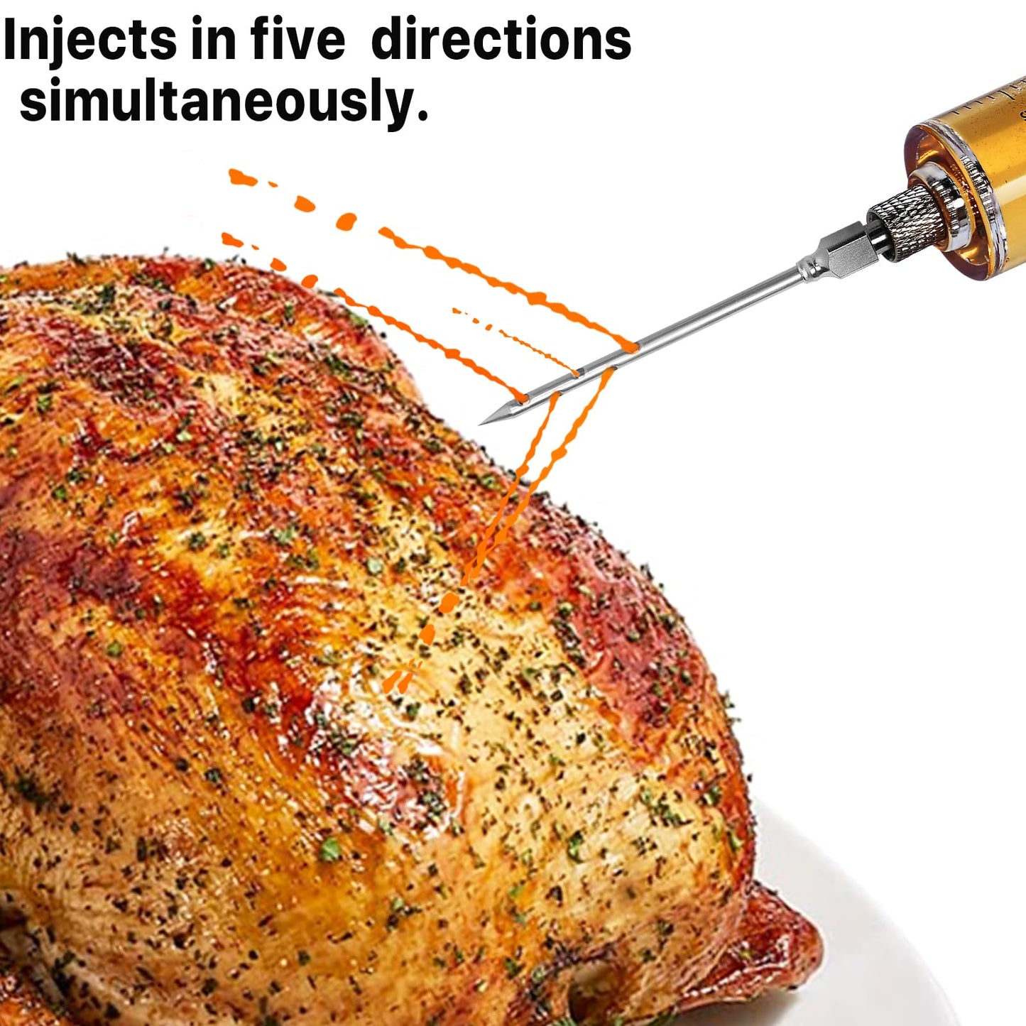 Meat Injector Syringe - 3 Marinade Injector Needles for BBQ Grill, Premium Portable Turkey Injector kit for Smoker,Marinades Injectors for Meats With 1oz Large Capacity 1 Brush Easy to Use & Clean Red