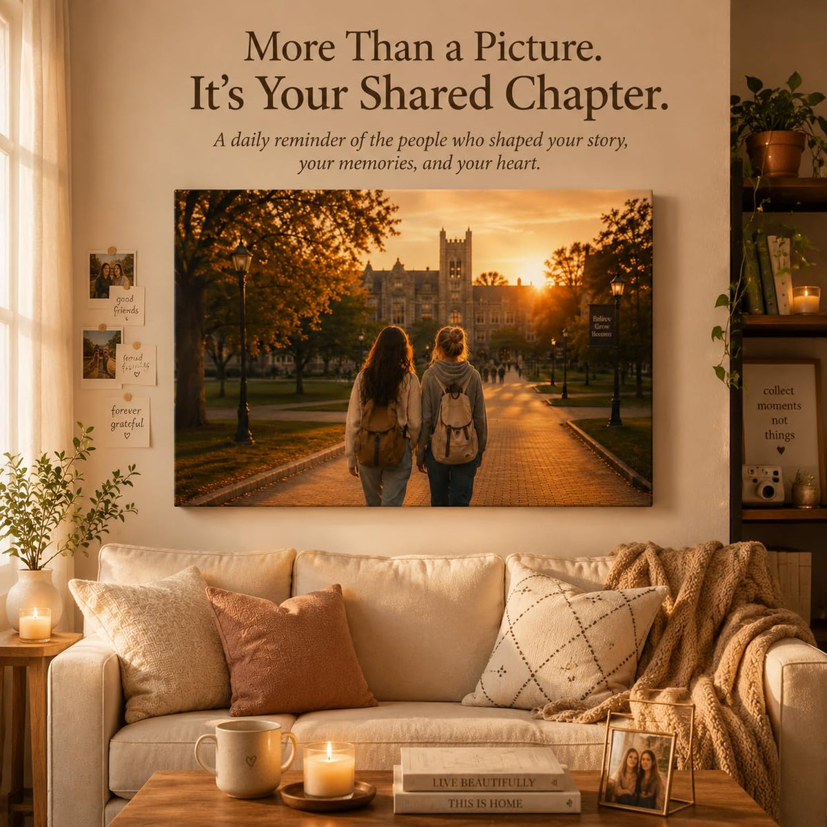 Personalized Friendship Canvas Print from Photo – Friendship Memory Keepsake for Best Friends, College Roommates & Graduation Memories, Custom Canvas Gift for Life Chapters & Meaningful Connections, 11" L x 14" W