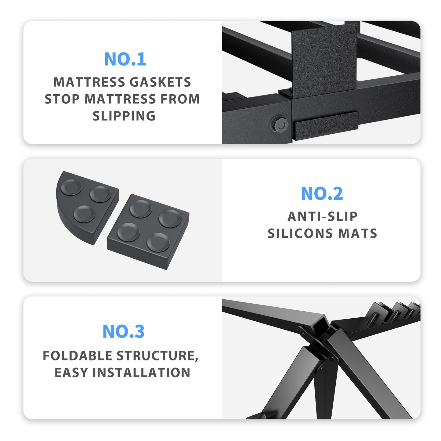 VIPSHOW 4 Inch Full Size Bed Frame, 3500Lbs Heavy Duty Metal Platform with Round Corner Legs Mattress Slide Stopper, Steel Slat Support No Box Spring Needed, Noise Free, Non-Slip, Easy Assembly