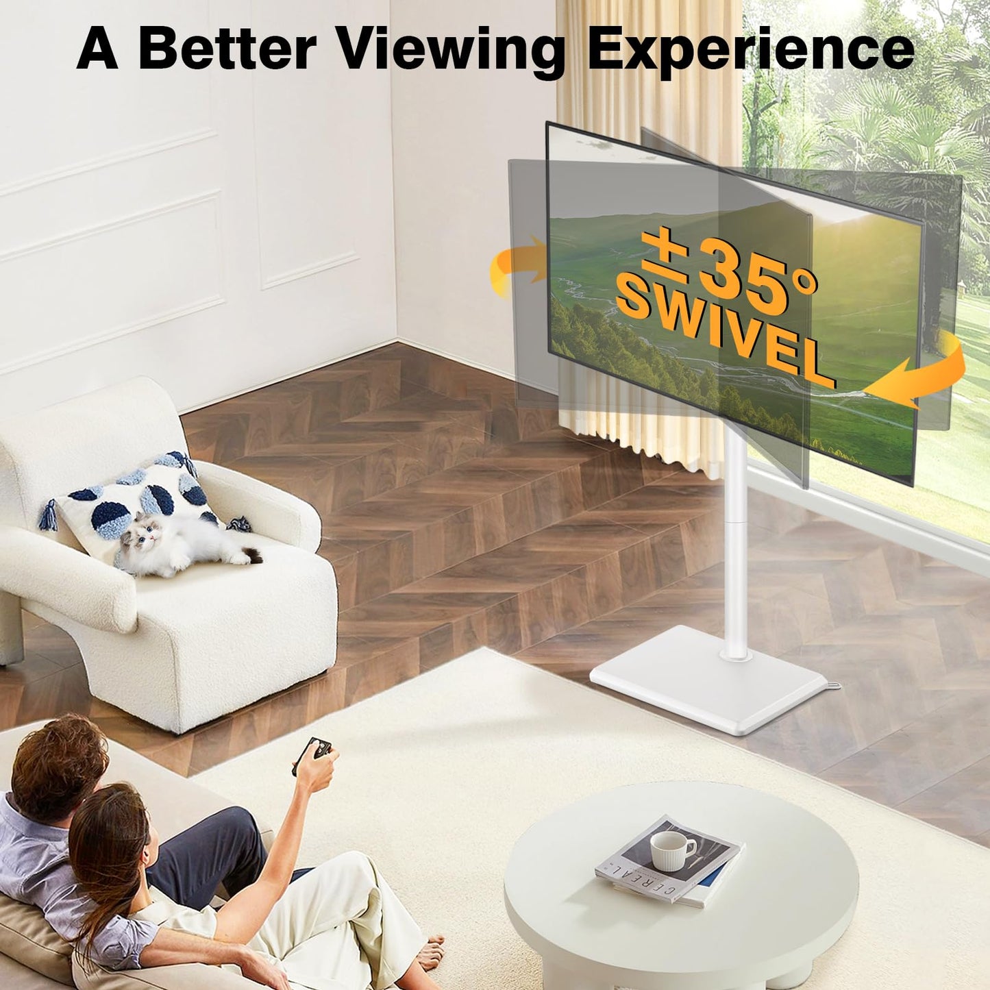 TVON Universal Floor TV Stand with Mount for Most 32-65 Inch TV up to 88lbs