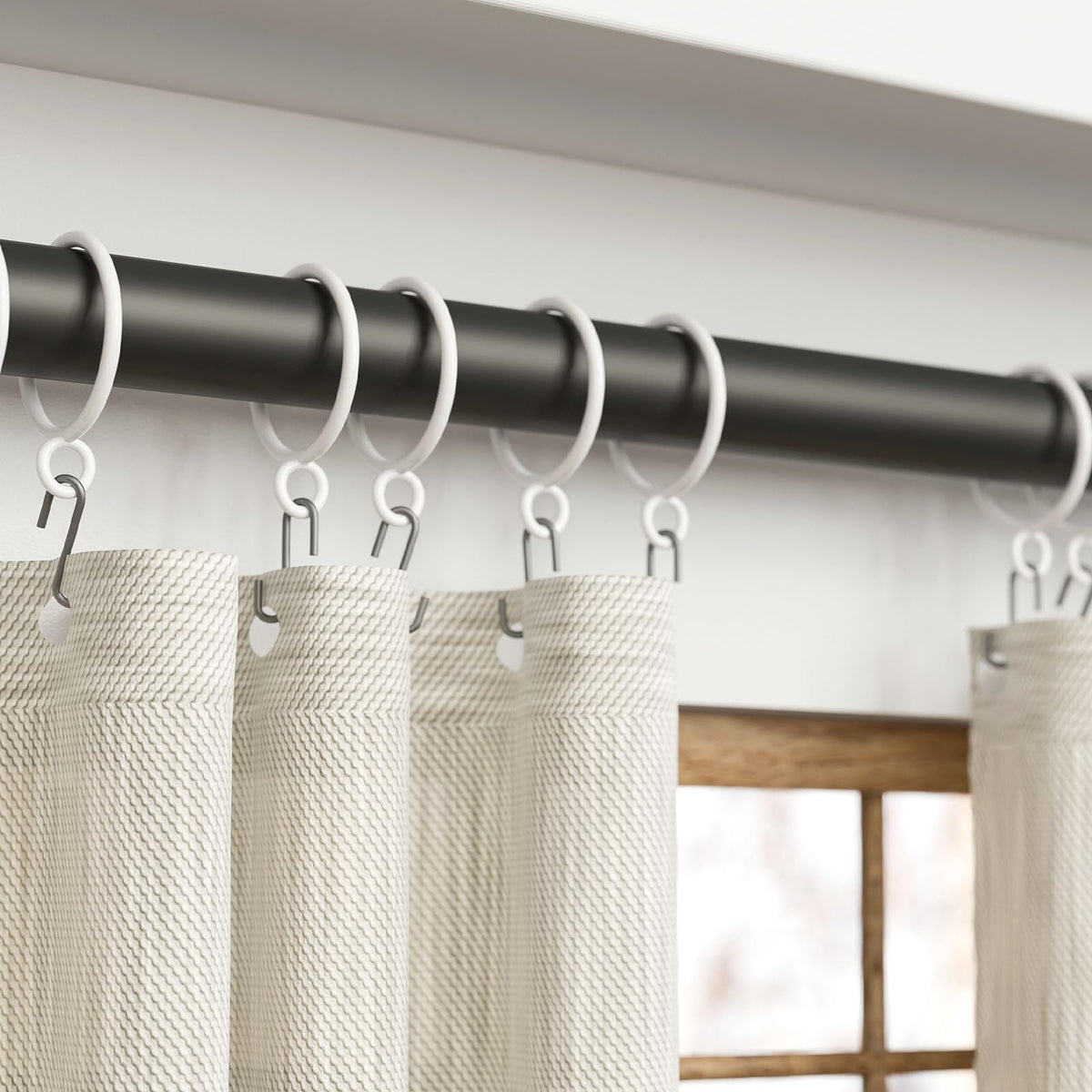 GASRONS 50 Packs White Metal Curtain Rings with Eyelets, 1.25 inch Inner Diameter Drapery Rings Apply for Curtain Rods(Fits Up to 1-Inch Rod)