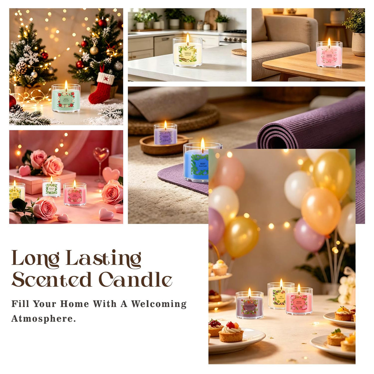 24 Pack Scented Candles Set, 2oz Soy Wax Acrylic Tea Lights with 12 Assorted Fragrances, Long Lasting Aromatherapy Candles for Home Decor, Gift Ready for Christmas Birthday Housewarming