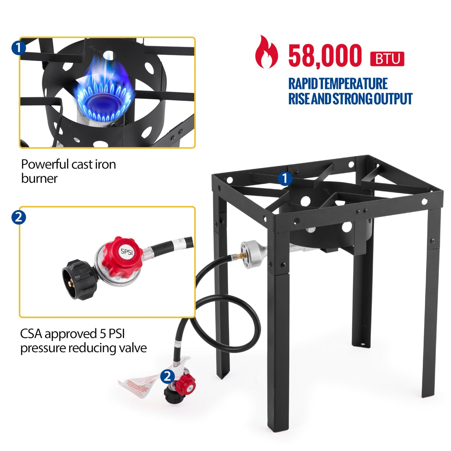 OuterMust 58,000 BTU Outdoor Fryer, 18 Qt. Deep Fryer Pot and 2 Inner Baskets, Ideal for Frying Fish, Chicken Wings, French Fries