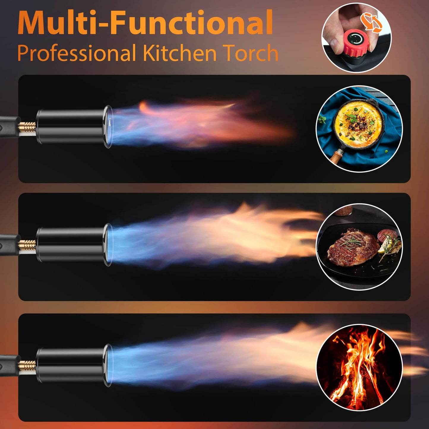 Aboutool Propane Torch, Charcoal Starter Flame Thrower Sous Vide Cooking Torch with Igniter Searing Torch for BBQ Grill Campfire Starter (Propane Tank Not Included)