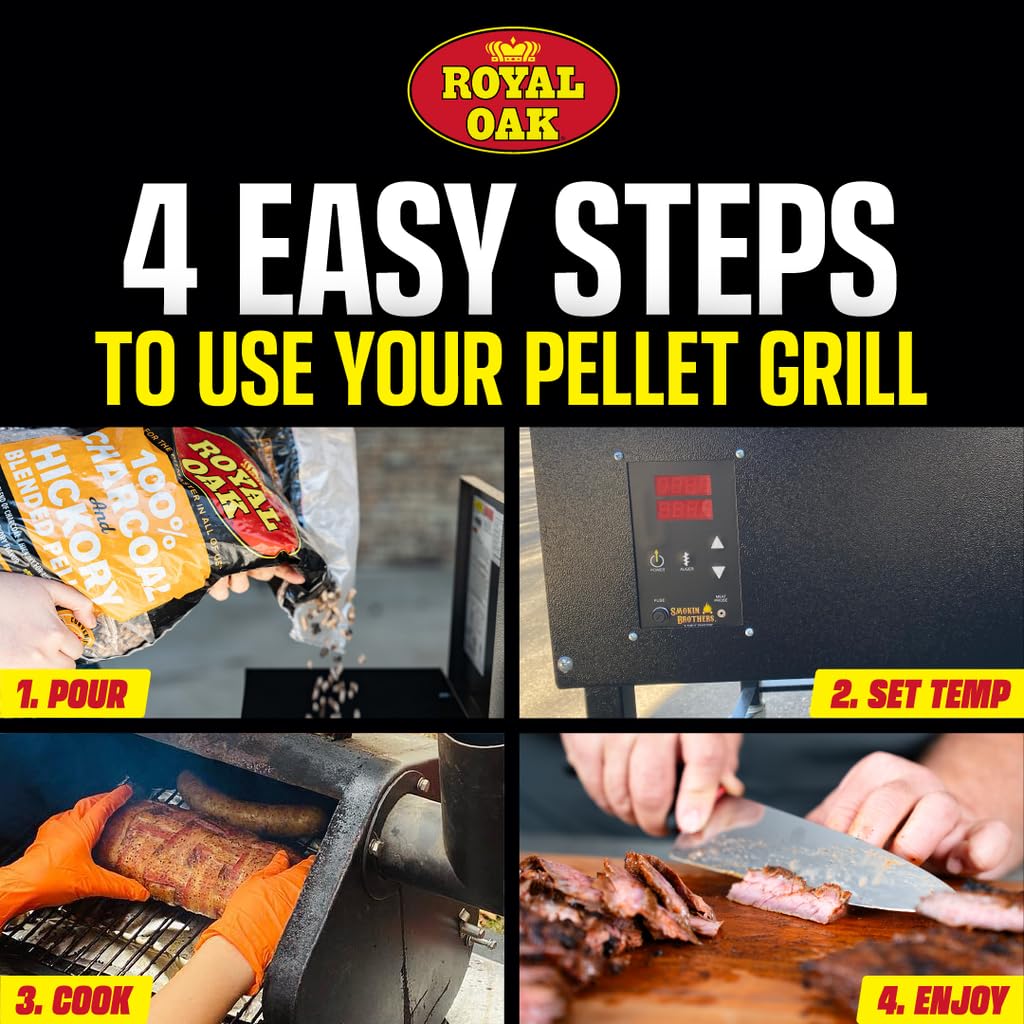 Royal Oak 100% Charcoal & Hickory Blended Pellets Grills and Smokers, Smoky BBQ Flavor, 30 LB Bag