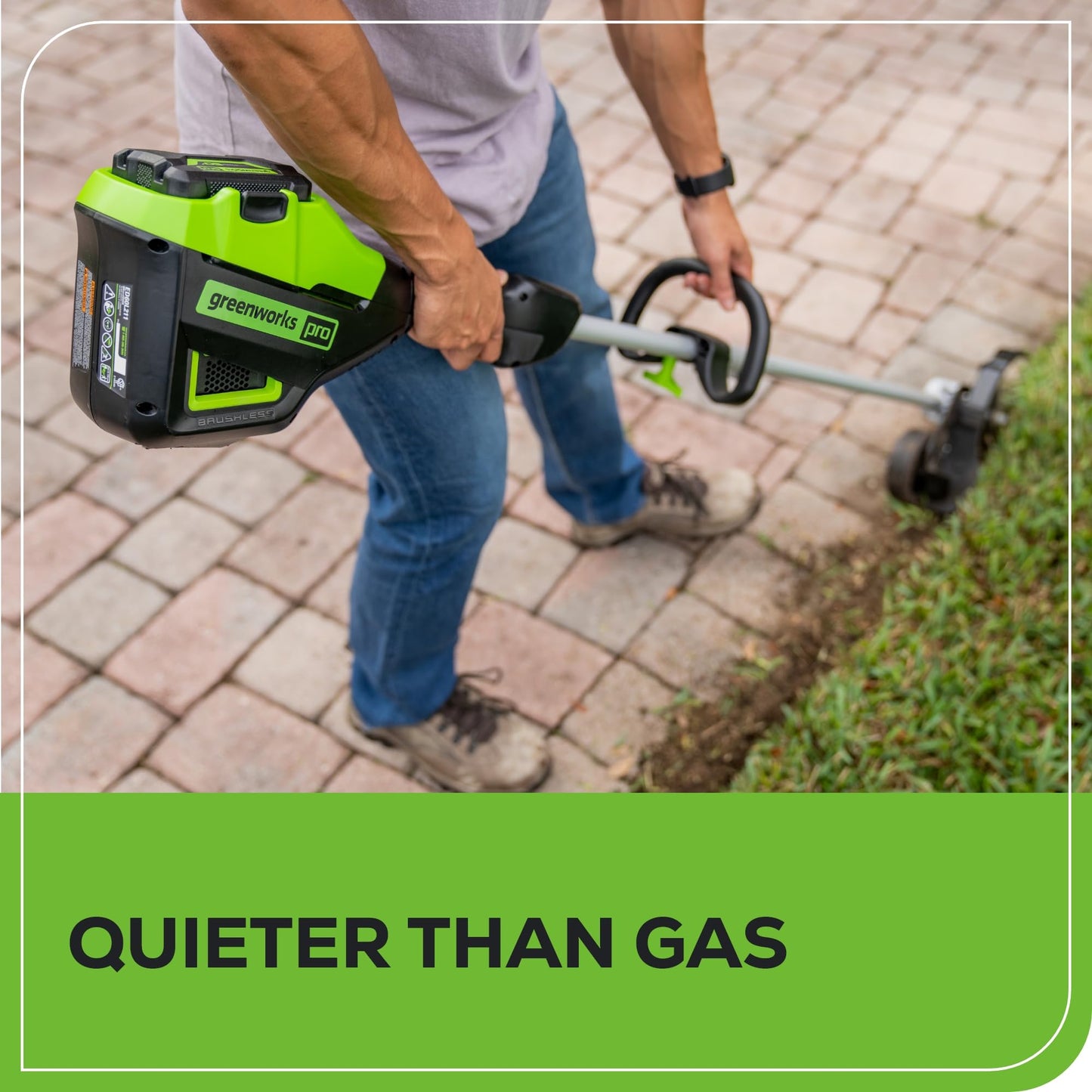 Greenworks 60V 8" Brushless Cordless Edger with 2.0Ah Battery & Charger – Tool-Free Depth Adjustment, Lightweight Lawn Edging Tool, 4-Year Warranty