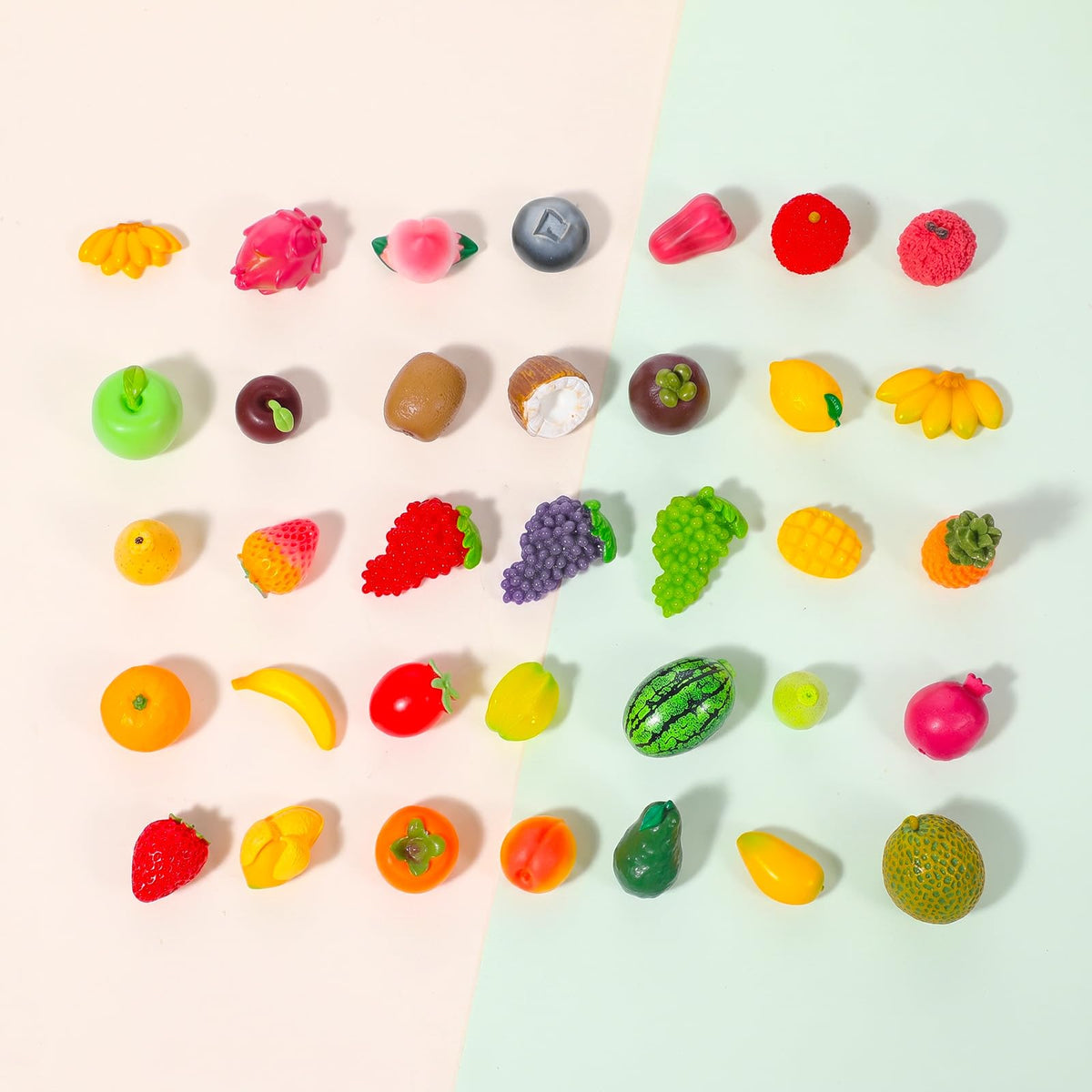 35PCS Resin Artificial Fruits Decor, Fruits Figures (Multiple styles)