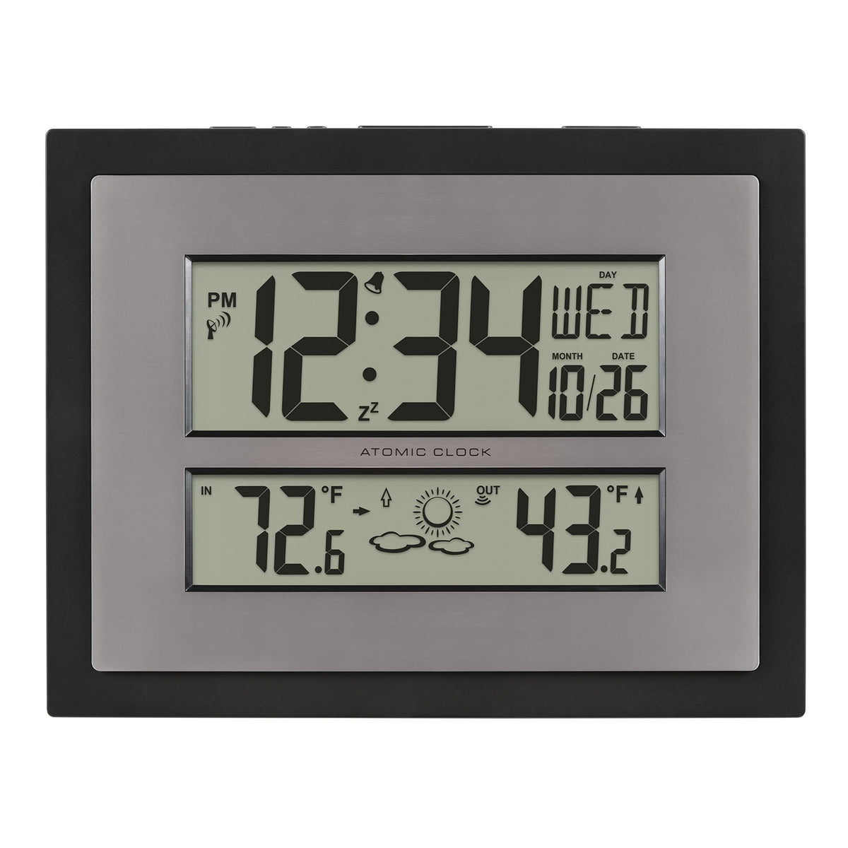 La Crosse Technology 512-65937 Black Atomic Digital Clock with Temperature