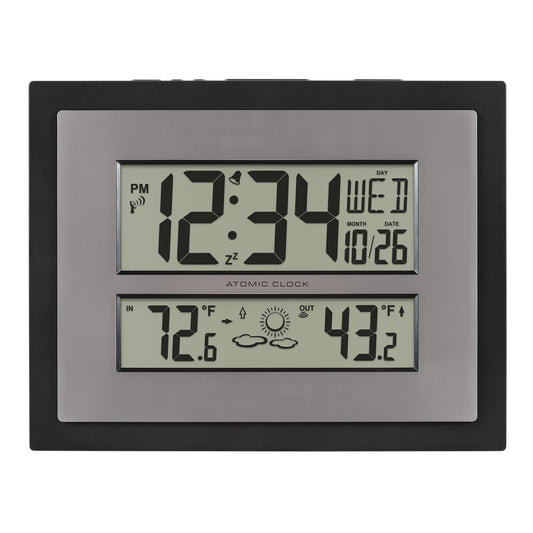 La Crosse Technology 512-65937 Black Atomic Digital Clock with Temperature