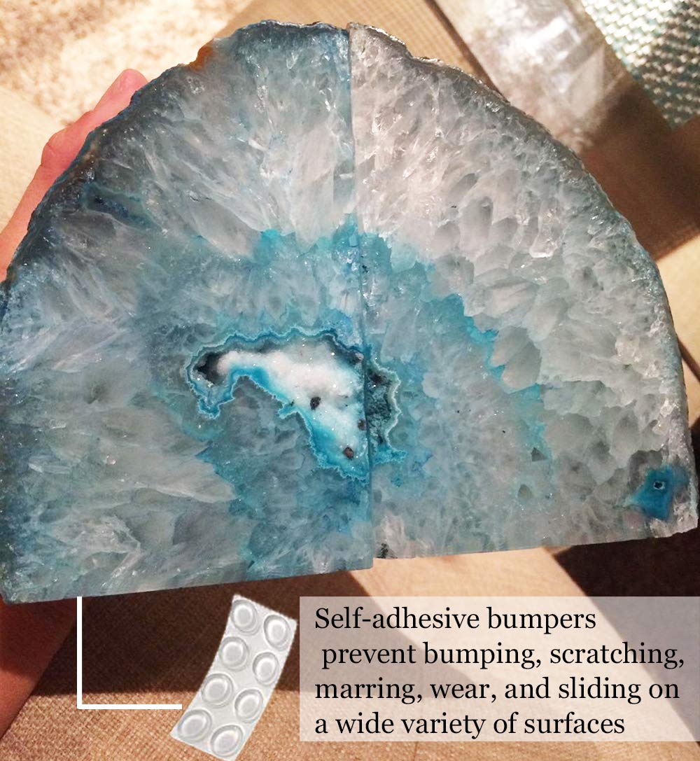 Agate Geode Bookends Heavy Duty Teal Crystal Stone Book Holders Decorative