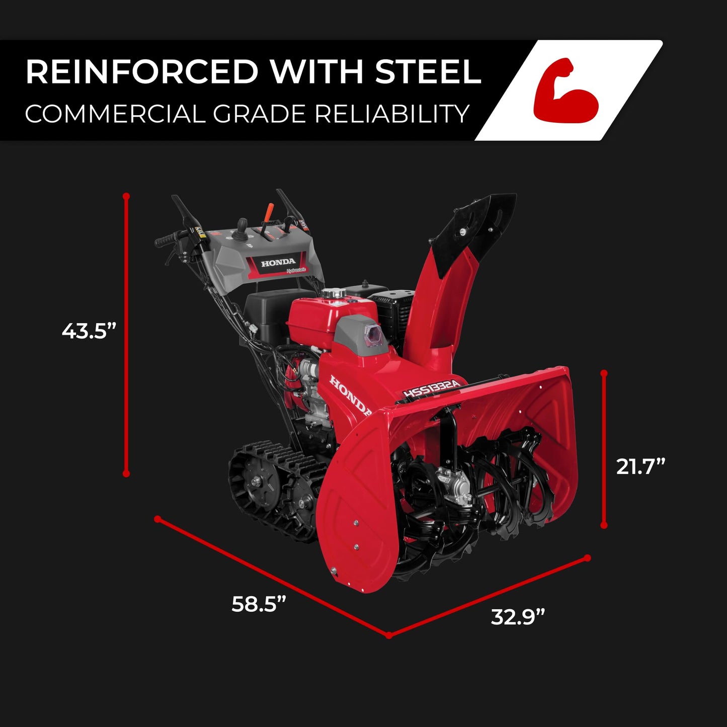 Honda HSS1332 31.9-Inch Two Stage Snow Blower with Electric Start and Track Drive, Clears Up to 2750 Pounds per Minute with 56-Foot Max Throwing Distance, Self-Propelled (HSS1332AATD)