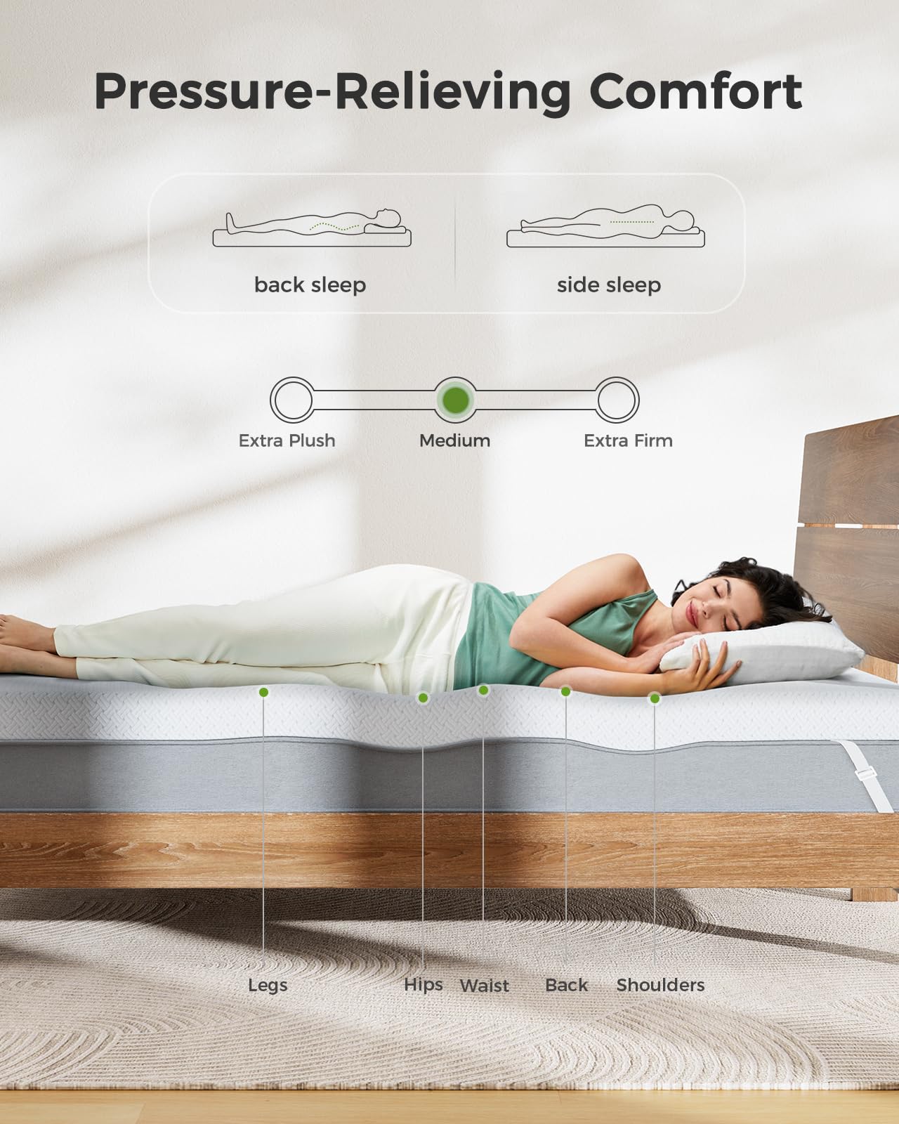 PERLECARE Full XL Mattress Topper - 3 Inch Cooling Memory Foam Mattress Pad Made with CertiPUR-US® Certified Foam,Bed Topper with Bamboo Cover,Removable & Washable & Non-Slip,Oeko-Tex Certified