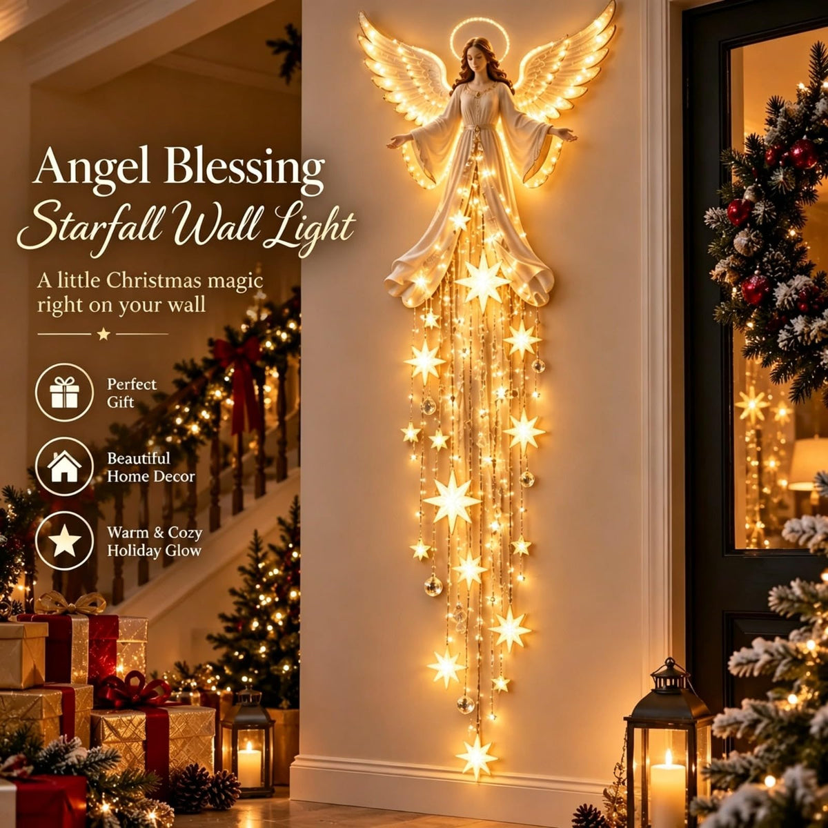 Lighted Angel Wall Decor, Christmas Glowing Hanging Wall Lights