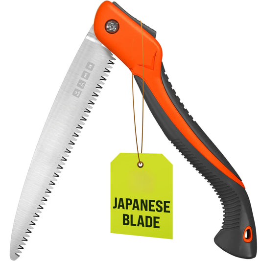 Folding Camping saw 11 Inch - Heavy Duty Pruning Saw with Triple-Cut SK5 Blade, 7 TPI Razor Teeth for Tree Trimming, Wood Cutting, Camping, Bushcraft, and Gardening