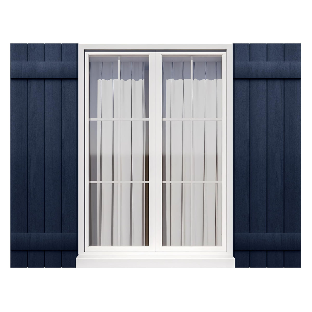 Ortus Collective Exterior Window Shutters - Weather-Resistant Polypropylene, Easy DIY Install - Board and Batten Shutters for Windows Outside, Vinyl, Brick, 14.5"W*55" H, Blue