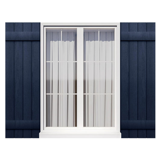 Ortus Collective Exterior Window Shutters - Weather-Resistant Polypropylene, Easy DIY Install - Board and Batten Shutters for Windows Outside, Vinyl, Brick, 14.5"W*55" H, Blue