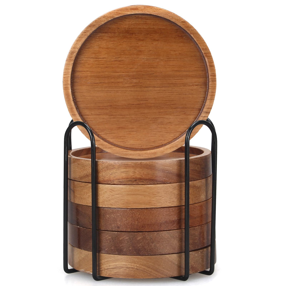 Wooden Coaster Set of 6 Coffee Table Decor Bar Cup Drink Coasters Holder