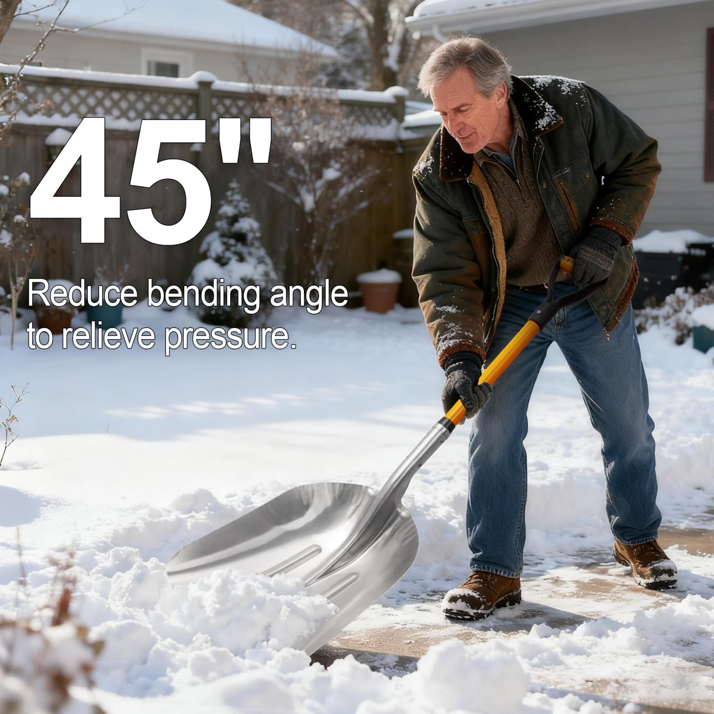 VNIMTI Aluminum Snow Shovel with D Handle Metal Snow Shovel for Driveway 45Inches 3.7 Pounds Transfer Shovel Shovel for Gardening, Orange