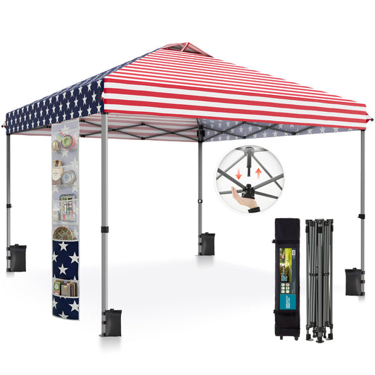 Sophia & William Canopy Tent Pop Up 10x10 ft, One Person Push Set Up Tent, Outdoor Canopies Shelter Heavy Duty Straight Legs with 4 Sandbags & Guy Ropes, 1 Roller Bag & Storage Bag, 8 Stakes, UPF50+