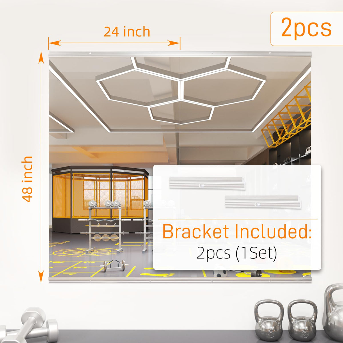 pertetey 48 x 24 in Home Gym Mirrors, Frameless, 2-Pack