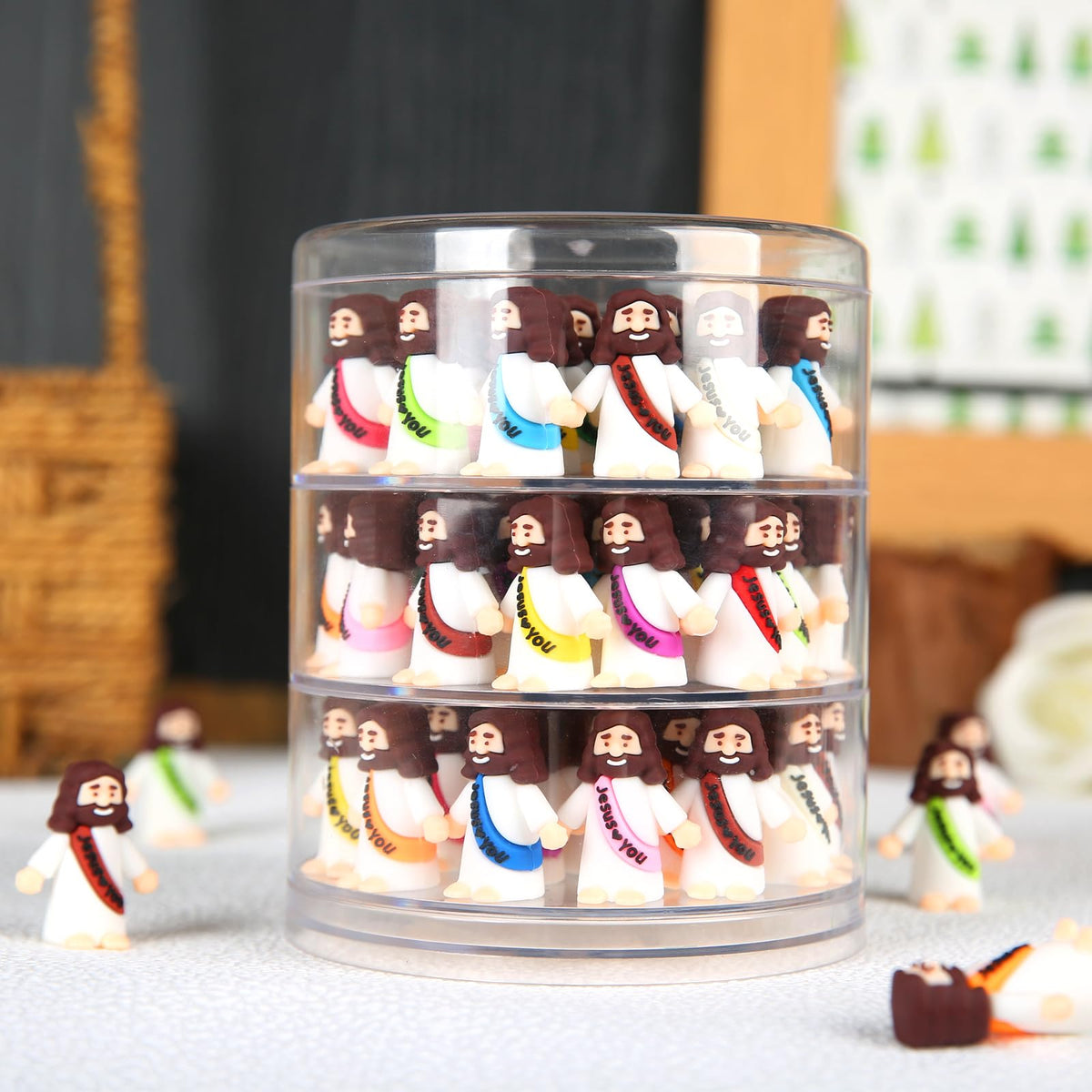 80 Pcs Mini Jesus Little Figures to Hide in Bulk and Pocket Seek Religious