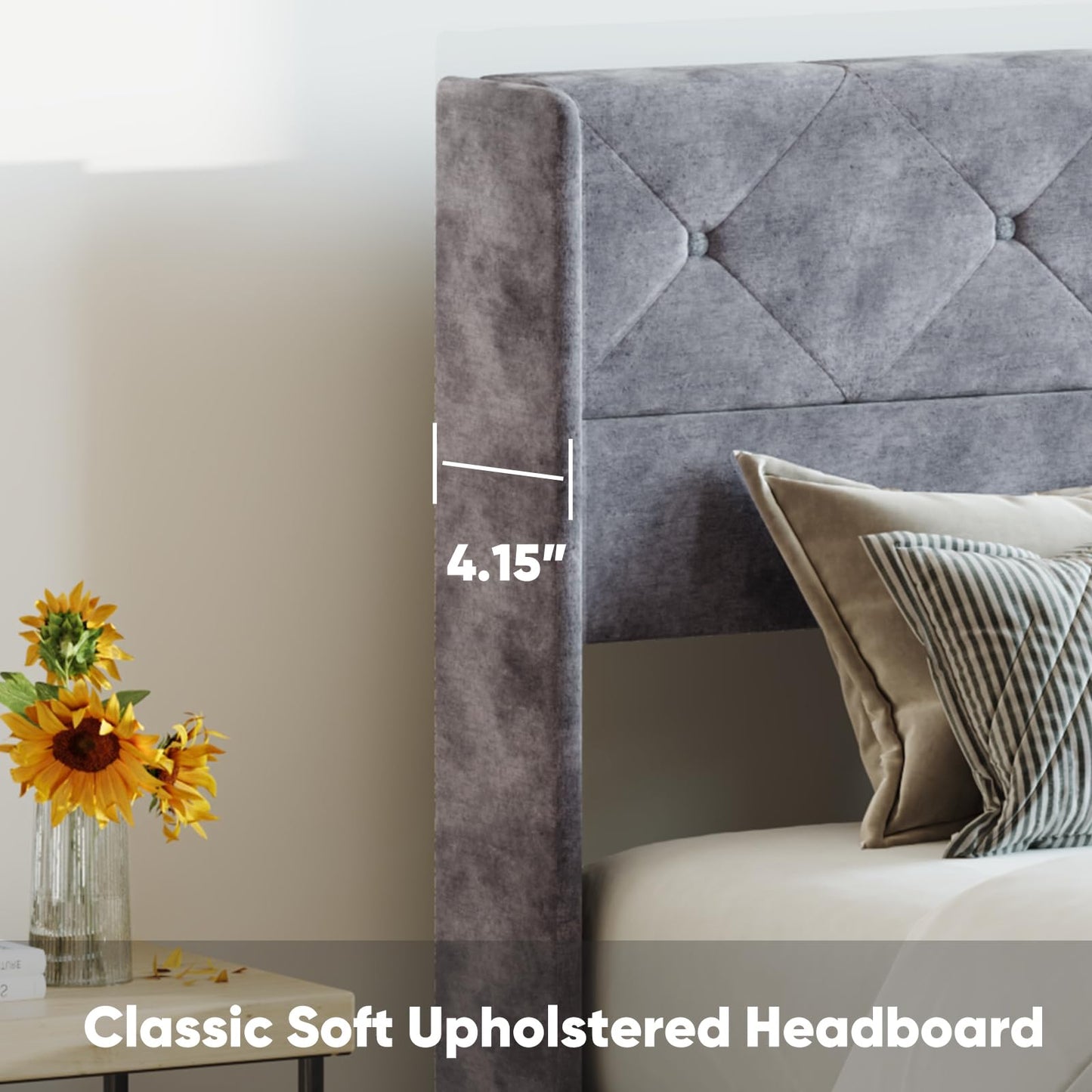 Sweetcrispy King Size Lift Up Storage Bed, Modern Upholstered Platform Bed Frame with Wingback Headboard, Hydraulic Lift Storage, No Box Spring Needed, Easy Assembly, Grey