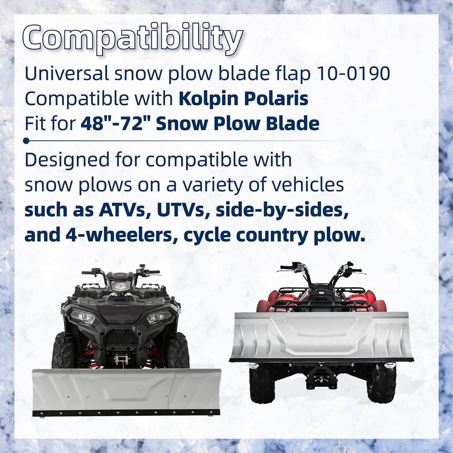 Universal Snow Plow Blade Flap Compatible with Kolpin & Polaris for 48"-72" Blades,72" x 6" x 1/4" Snow Plow Rubber Deflector Edge Fit for ATVs,UTVs,Side-by-Sides and 4-Wheelers,Snow Plow Accessories
