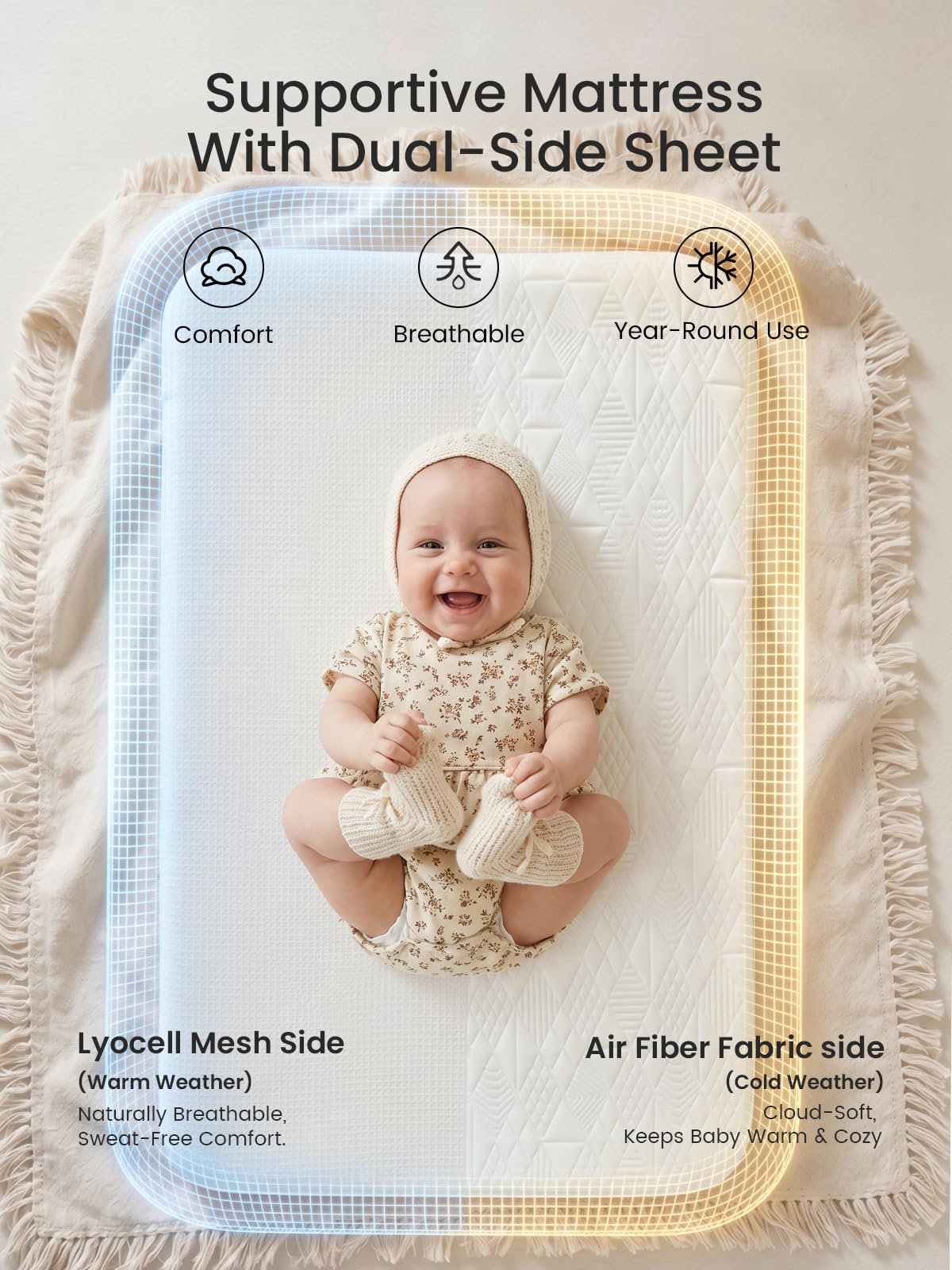 GROWNSY 5-in-1 Baby Bassinet Bedside Sleeper with Gentle Manual Rocking