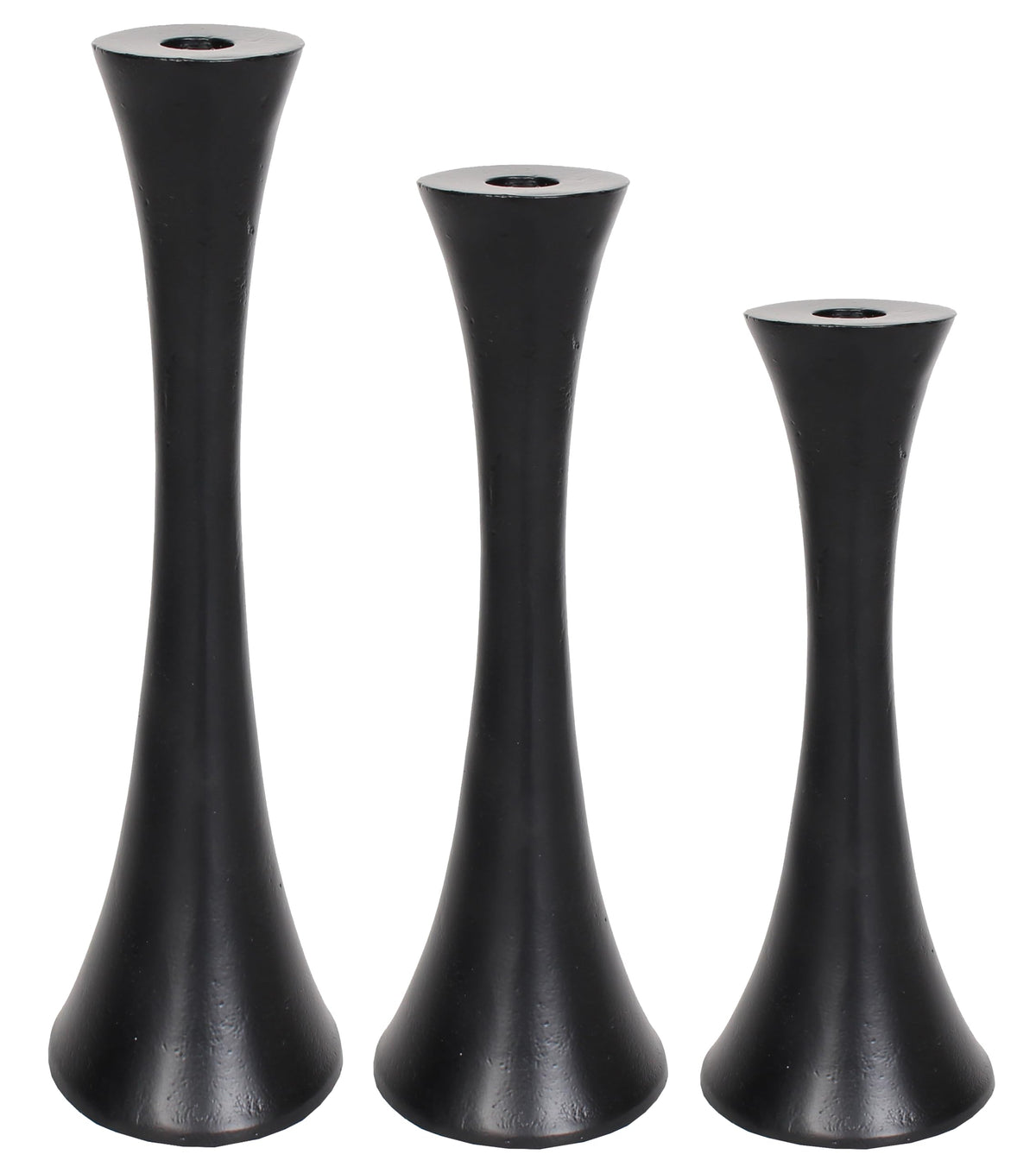 Sweet Summer Living Outdoor/Indoor Set of 3 Aluminum Candle Holders Taper, Metal Candlesticks Holders, 16 inch, 14 inch, 12 inch Height Black Matt