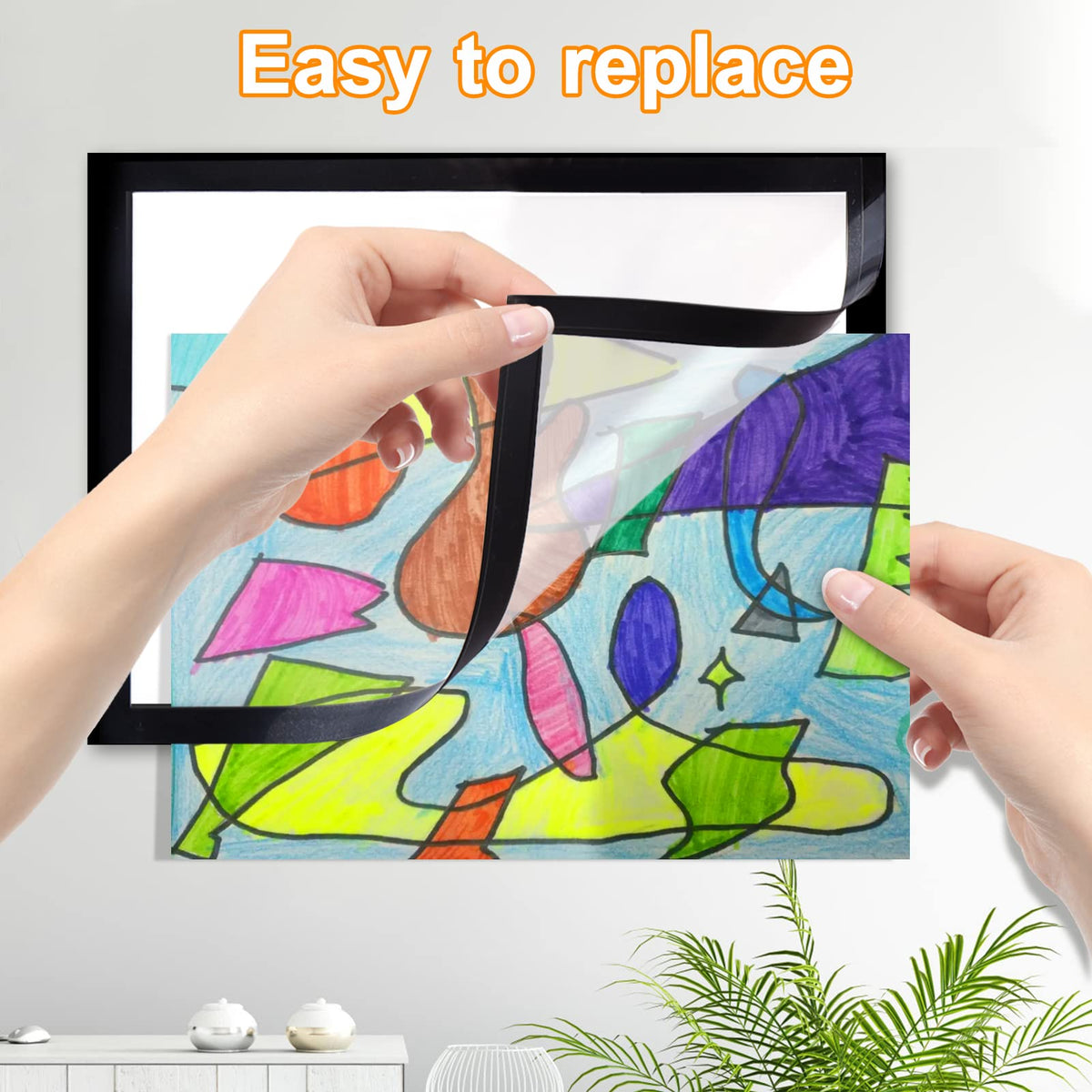 Vodolo 5-Pack Kids Artwork Frames Changeable, Kids Art Display Frame with Self Adhesive Backing, Magnetic Children Artwork Storage Frames, A4 Picture Frames Changeable for Drawing Crafting