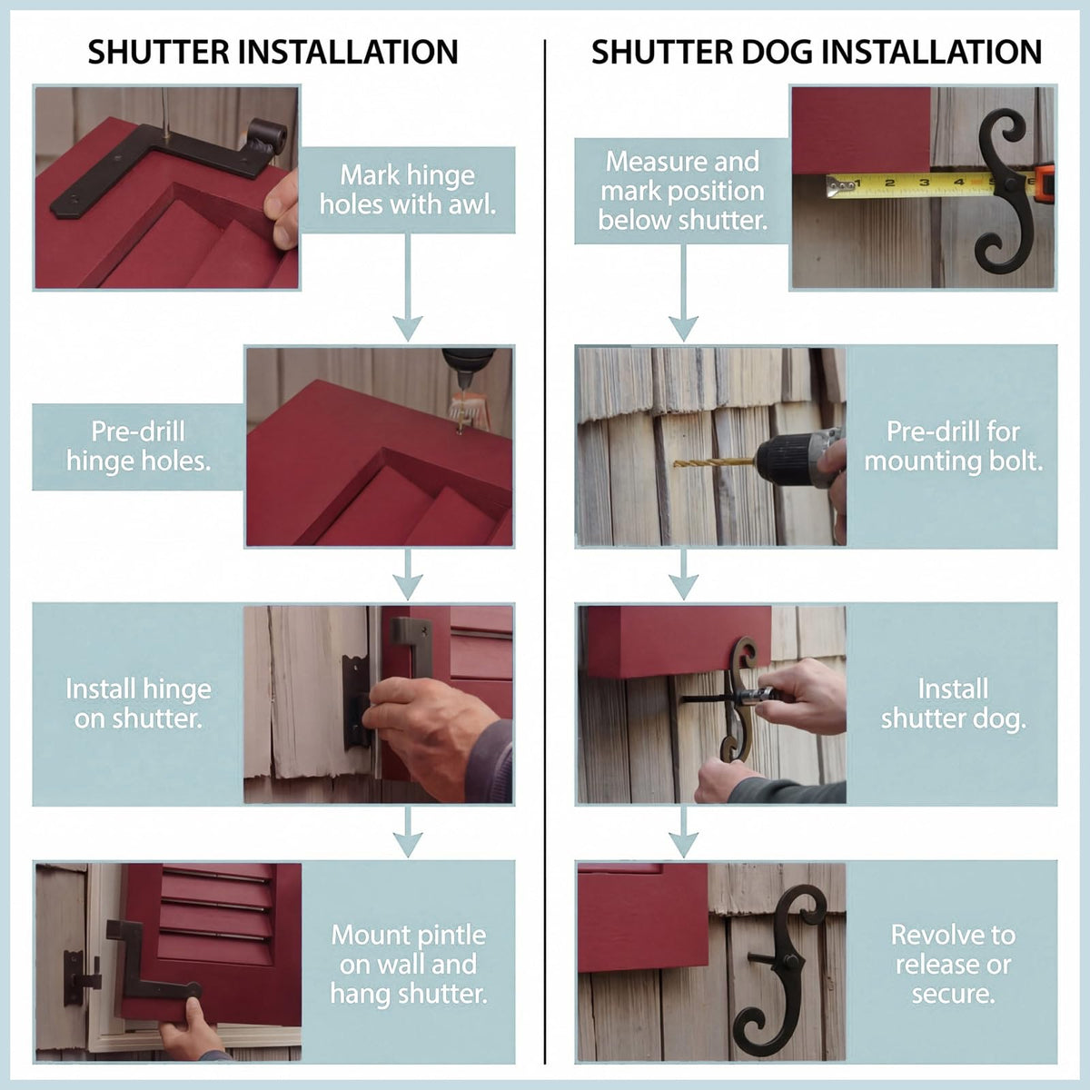 Moxweyeni 8 Pack (4 Pair) Steel Blind Shutter Hinges 1-1/16" with S Hook