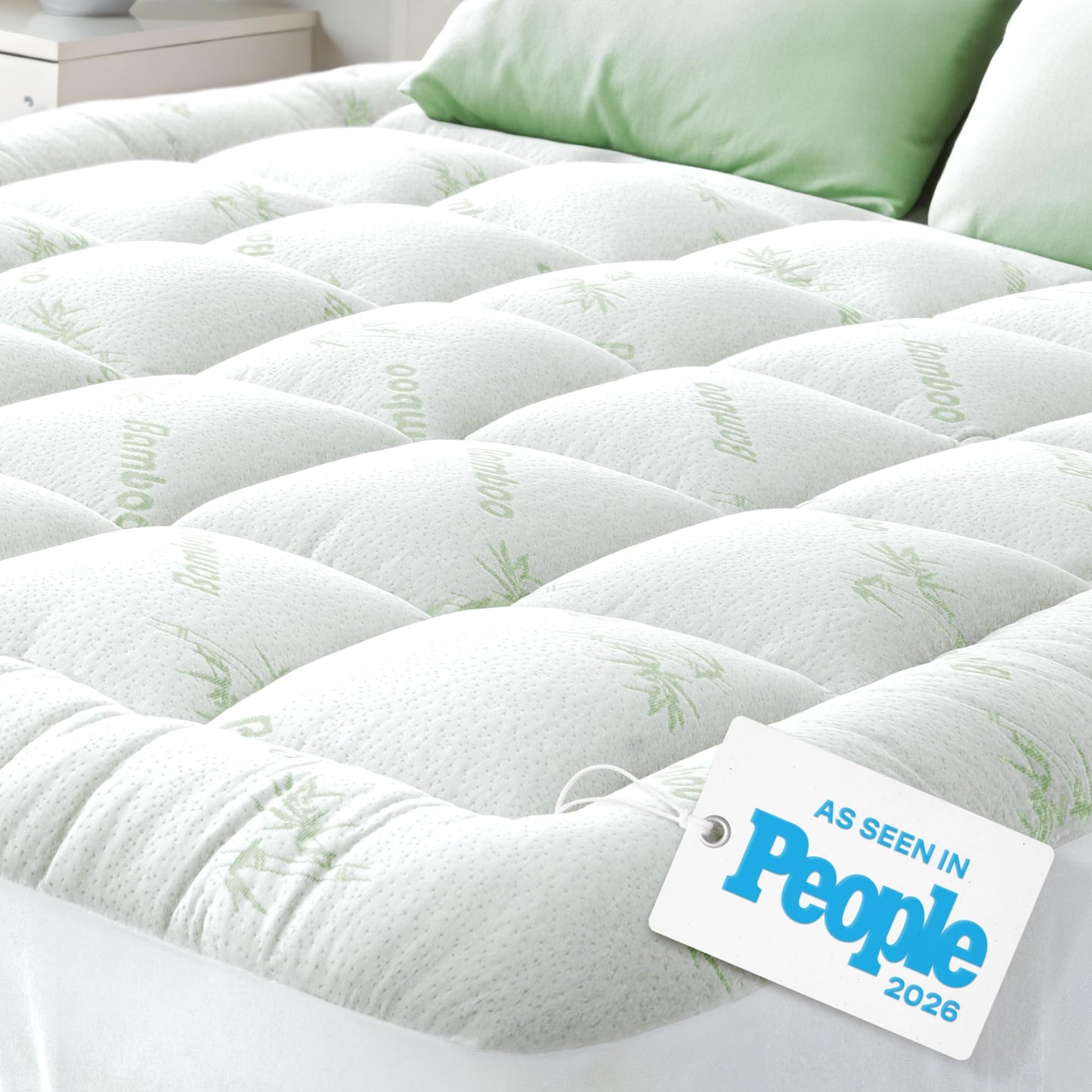 Niagara Sleep Solution Ultra Soft Twin XL Size Mattress Topper - Rayon Derived from Bamboo Pillow Top Mattress Pad for Back Pain Relief - Naturally Cooling for Hot Sleepers, Green