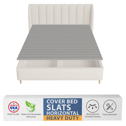 Greaton, 0.75-Inch Heavy Duty Horizontal Wooden Bunkie Board/Bed Slats, 78" x 76", Grey