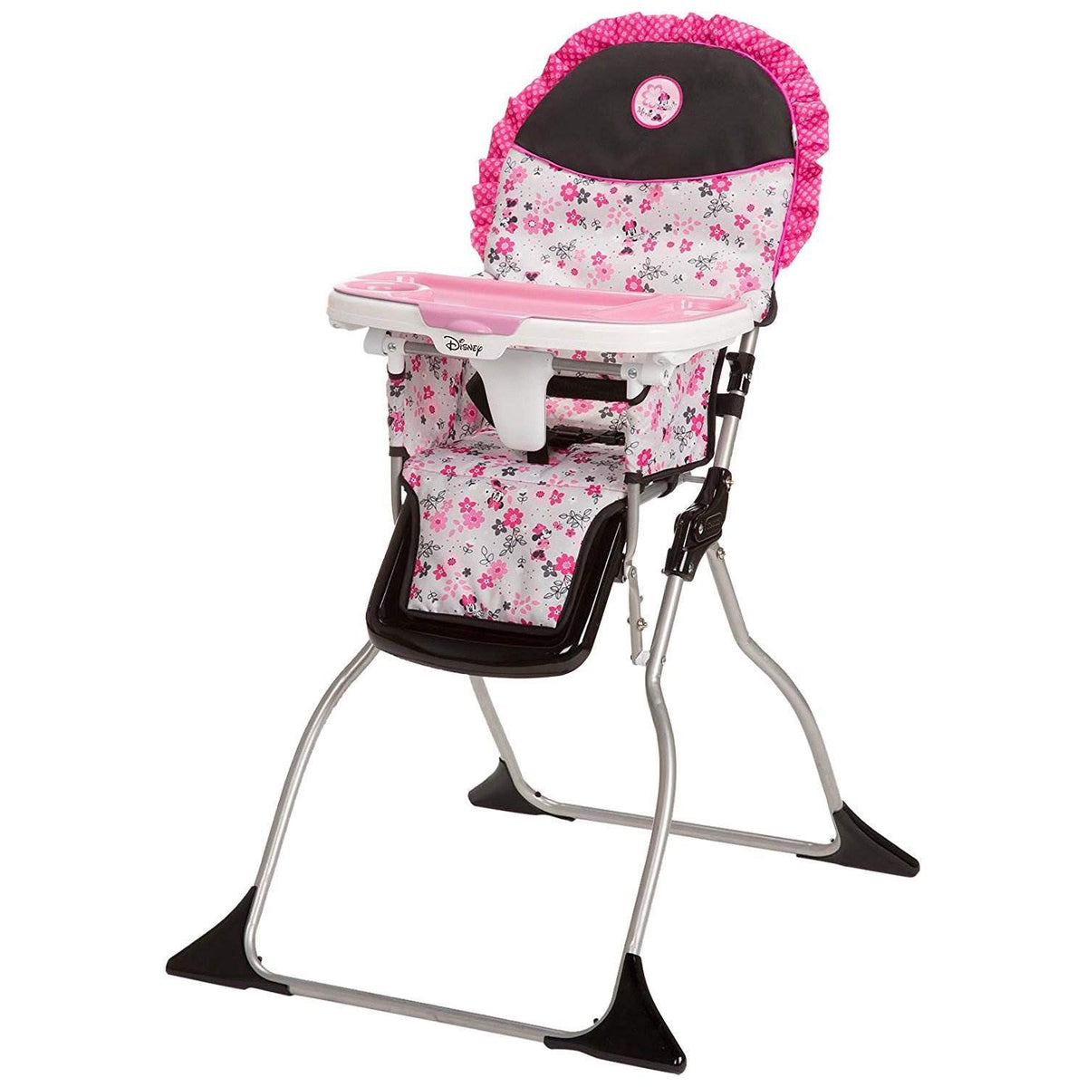 Disney Baby Minnie Mouse Foldable Highchair for Baby, Simple Fold High Chair with 3-Position Tray, Garden Delight