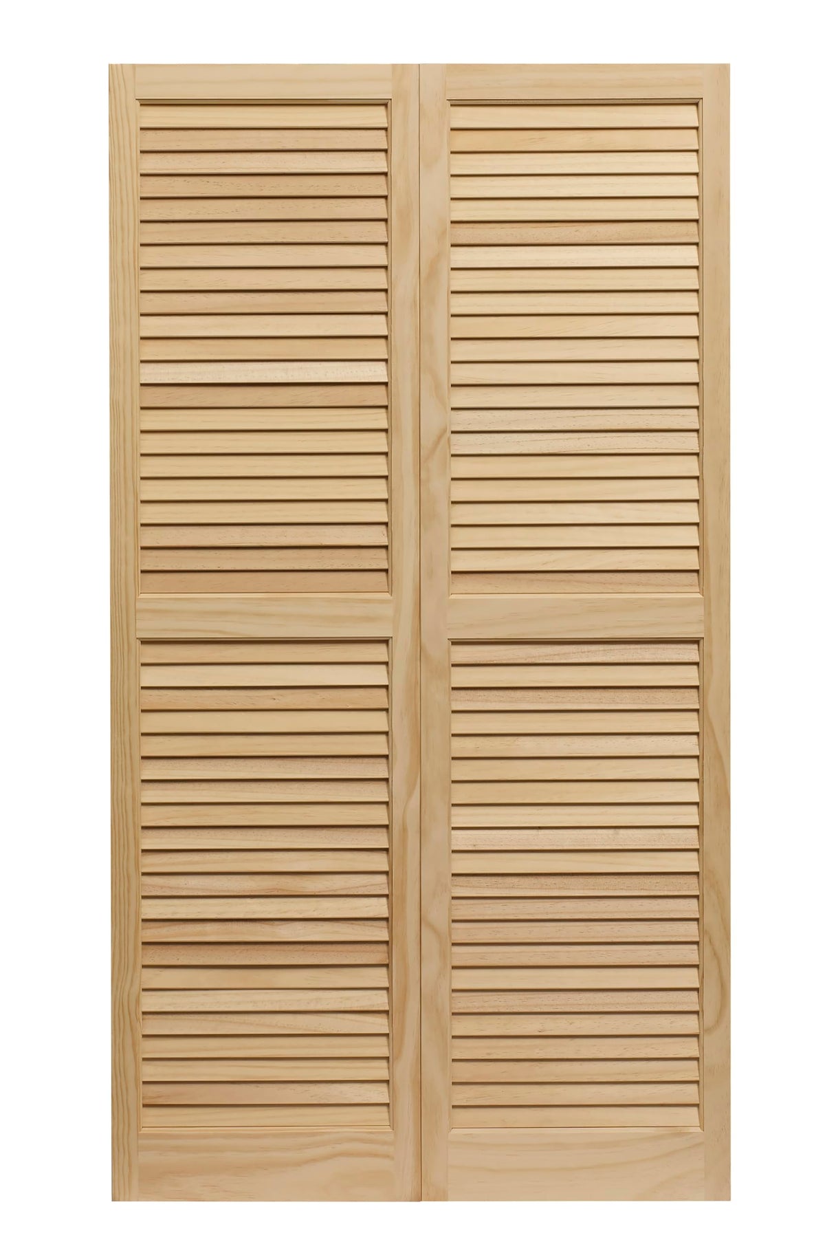 LTL Home Products AM-SHL59 American Wood Exterior Window Louvered Shutters, 15" x 59", Unfinished Pine